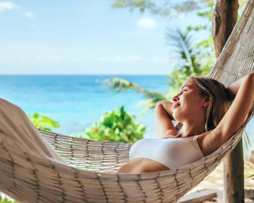 woman on the beach relaxing